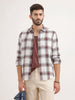 Textured Regular Fit Checkered Shirt | Maroon