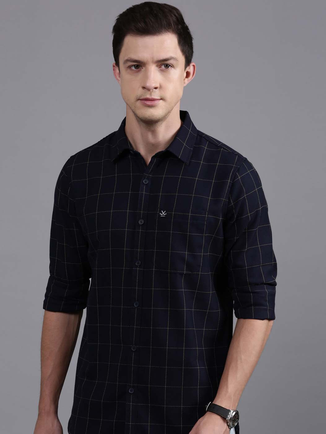 Bold Navy Checked Shirt