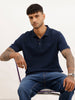 Solid Slim Fit Polo T-Shirt | Navy Blue