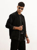 Solid Regular Fit Bomber Jacket | Black