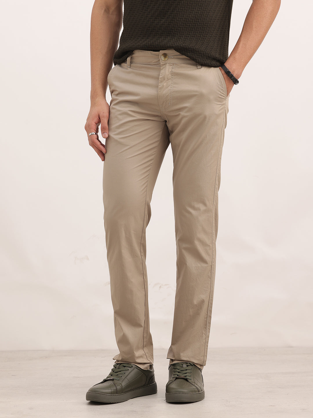 Solid Slim Fit Trouser | Khaki