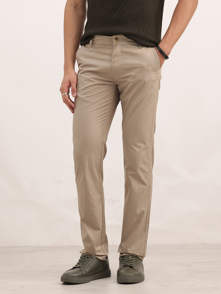 Solid Slim Fit Trouser | Khaki
