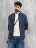 Melange Fabric Smart Shirt In Slim Fit  | Navy Blue