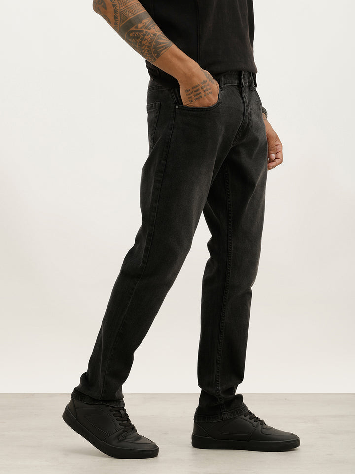 Washed Slim Fit Denim Jeans | Black