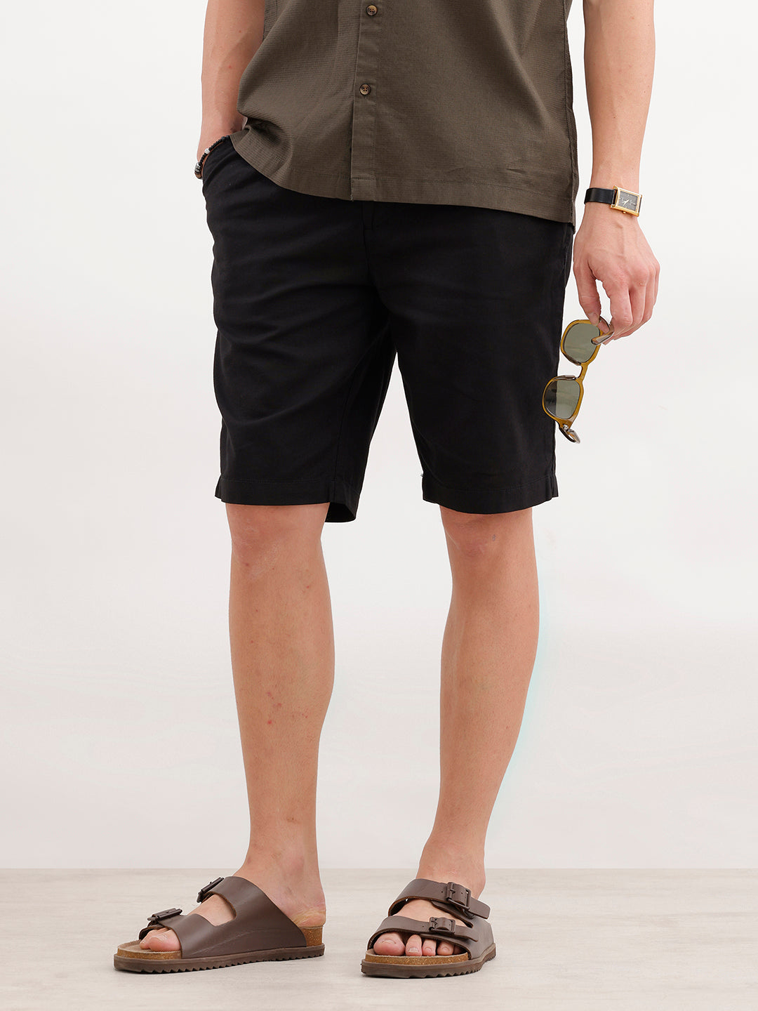 Slim Fit Casual Wear Shorts | Black
