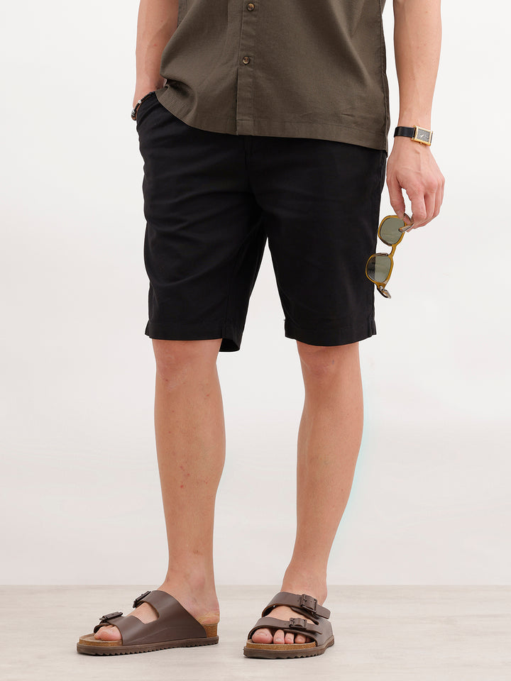 Slim Fit Casual Wear Shorts | Black