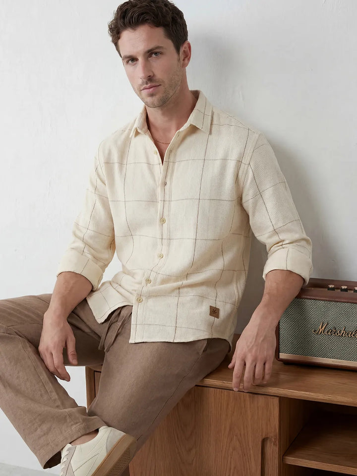 Comfort Fit Checkered Shirt | Off White