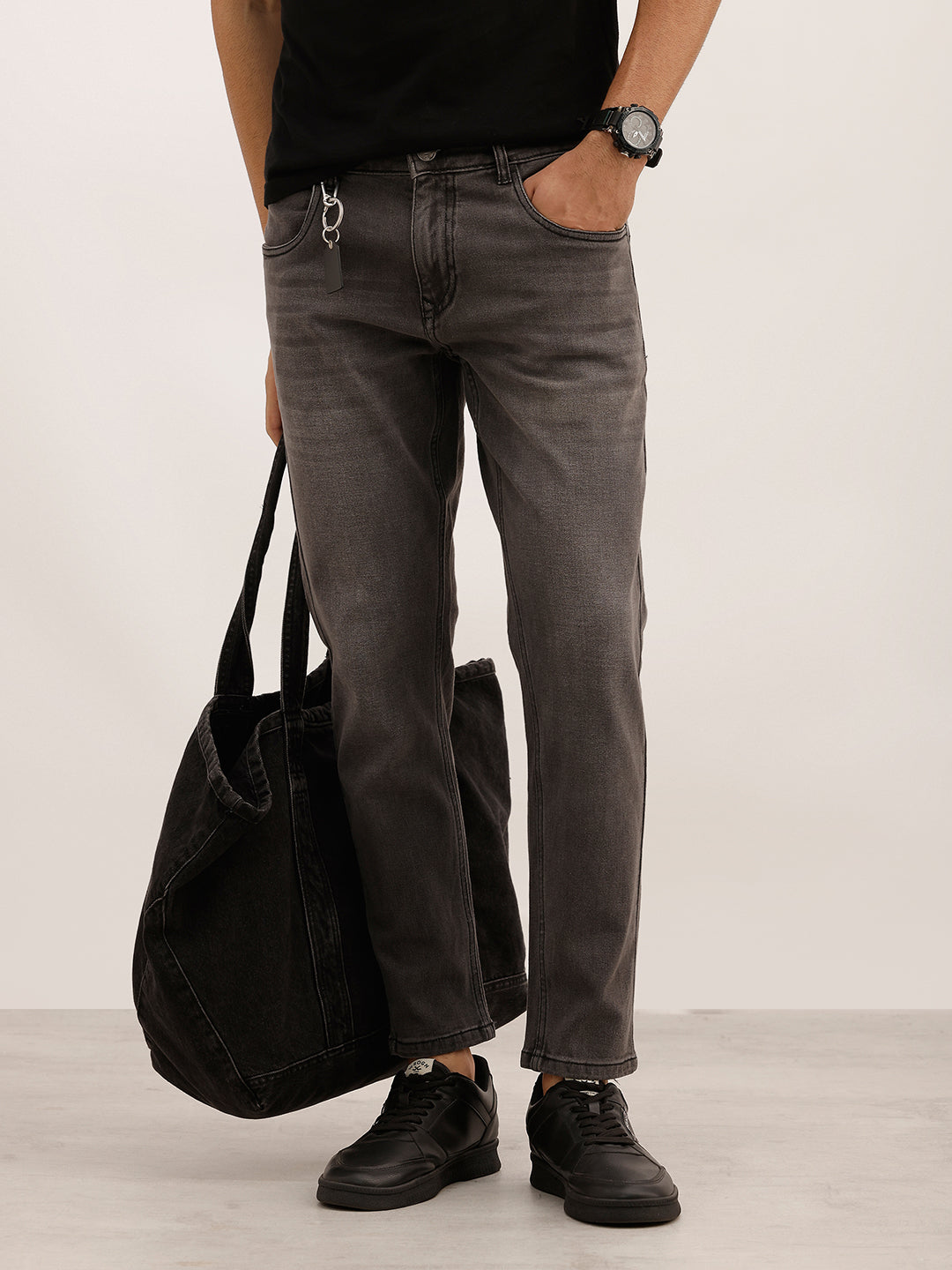 Washed Skinny Crop Denim Jeans | Dark Grey