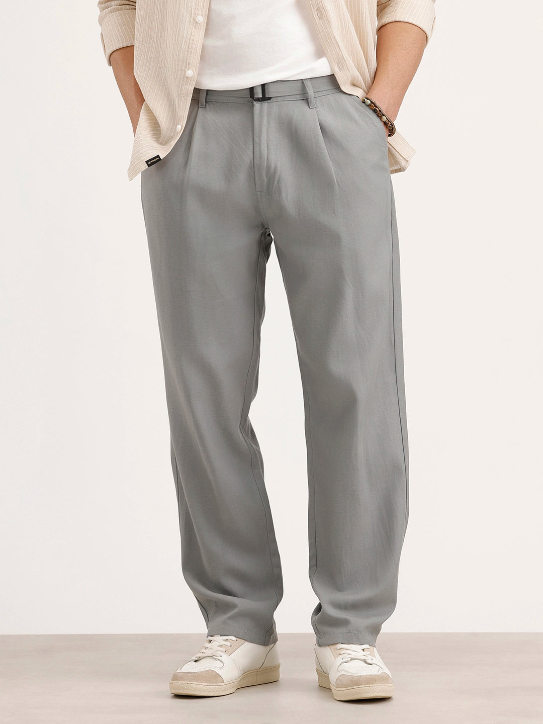 Anti Fit Pleated Trouser | Grey