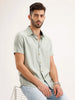 Slim Fit Striped Half Sleeve Shirt | Green