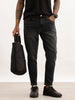 Faded Skinny Crop Denim Jeans | Black