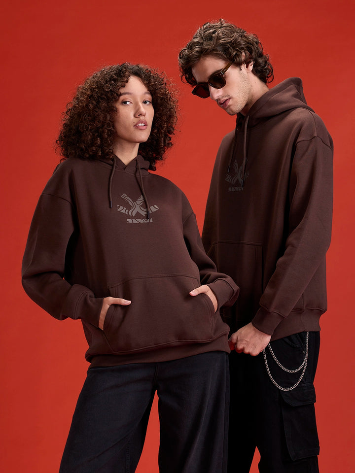 Men’s minimal graphic hooded sweatshirt | Java