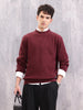 Structured Round Neck Comfort Fit Pullover | Wine