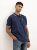 Classic Slim Fit Tipping Collar Polo T-Shirt | Navy Blue | WPT01HSSL1288M