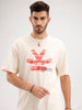 Oversized Fit Placemet Printed T-Shirt | Beige