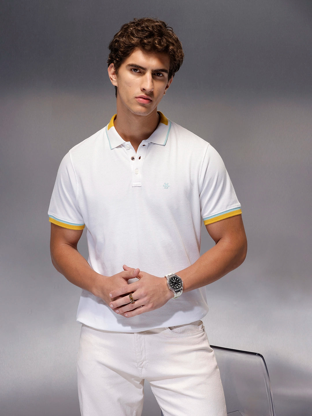 Men's Contrast Tipping Polo T-shirt  |  White
