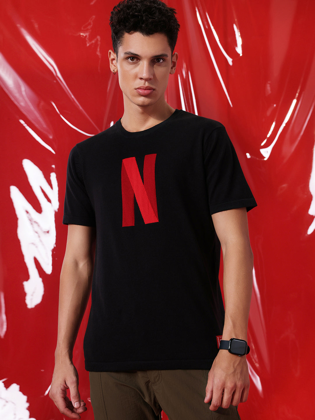 Netflix Logo Jacquard Knit T-Shirt
