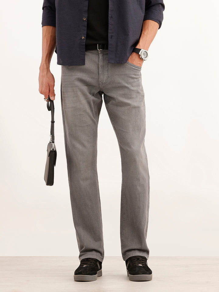 Subtle Wash Straight Fit Denim Jeans | Grey