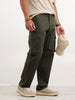 Solid Loose Fit Cargo Trouser | Olive