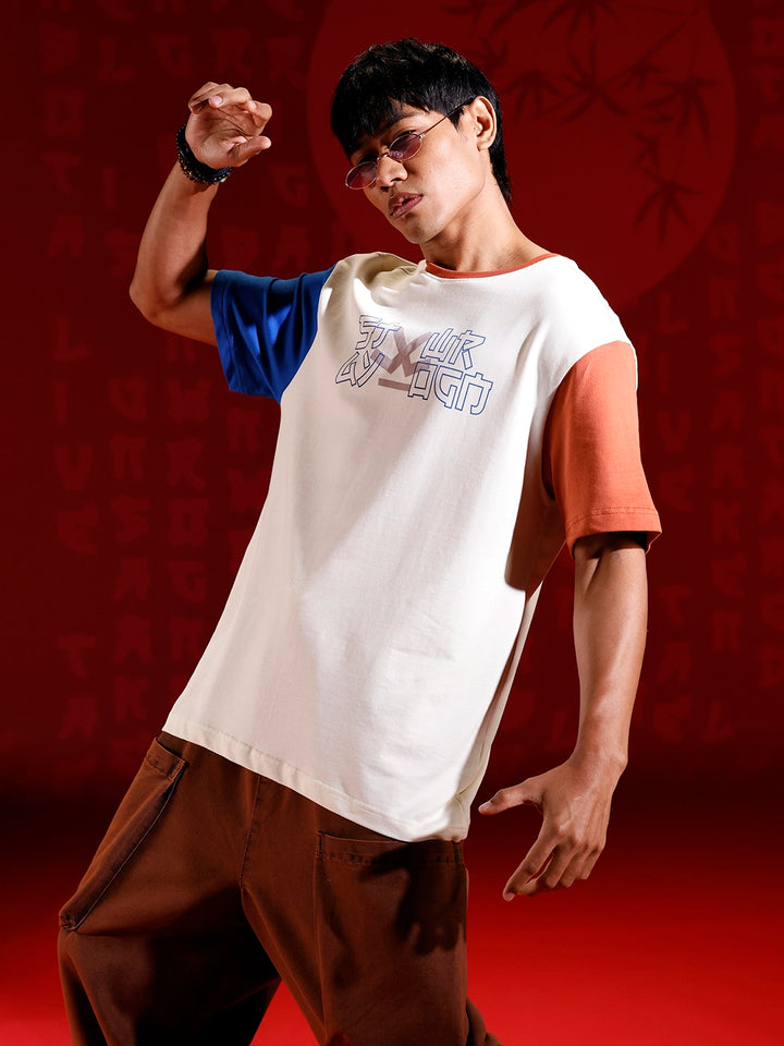 Color-block graphic oversized T-shirt | off-white