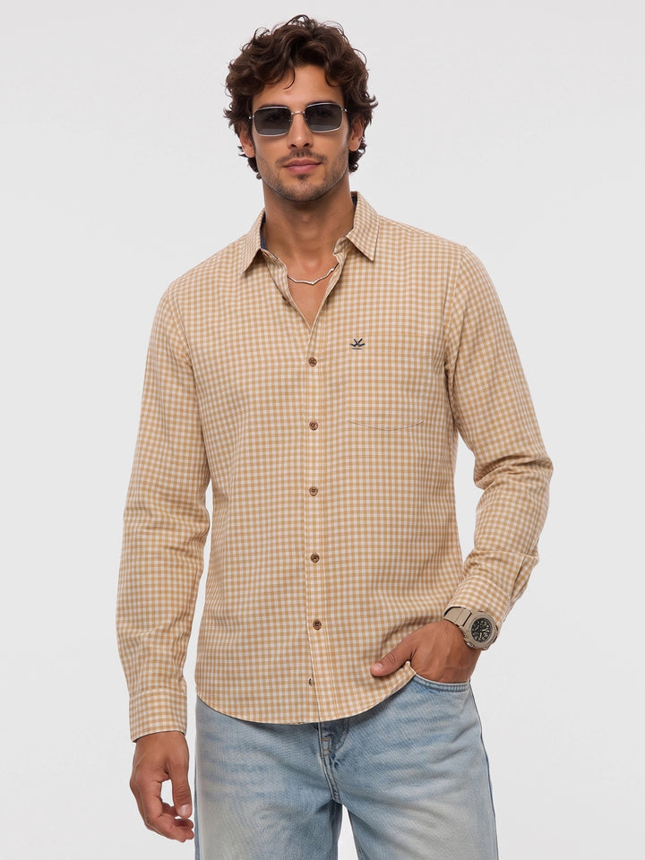 Classic Full Sleeve Checkered Shirt | Yellow