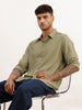 Solid Slim Fit Full Sleeve Shirt | Olive
