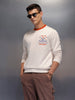Men's casual sweatshirt with contrast collar detail | Beige