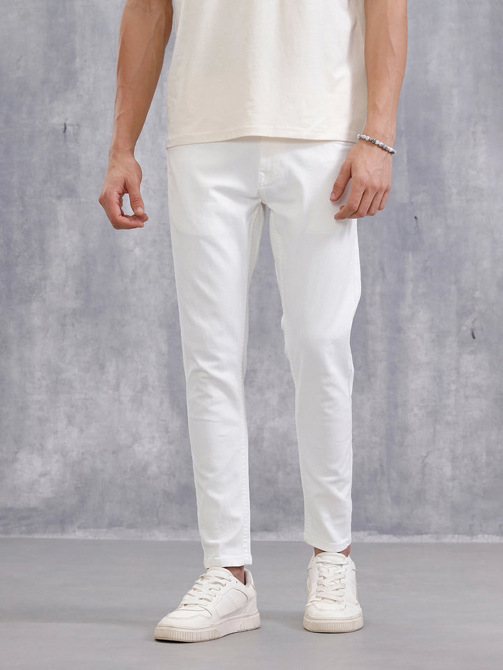 Solid Skinny Crop Jeans | White