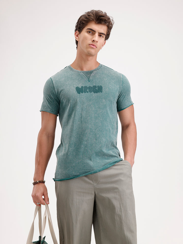 Slim Fit Washed T-Shirt  | Dark Green