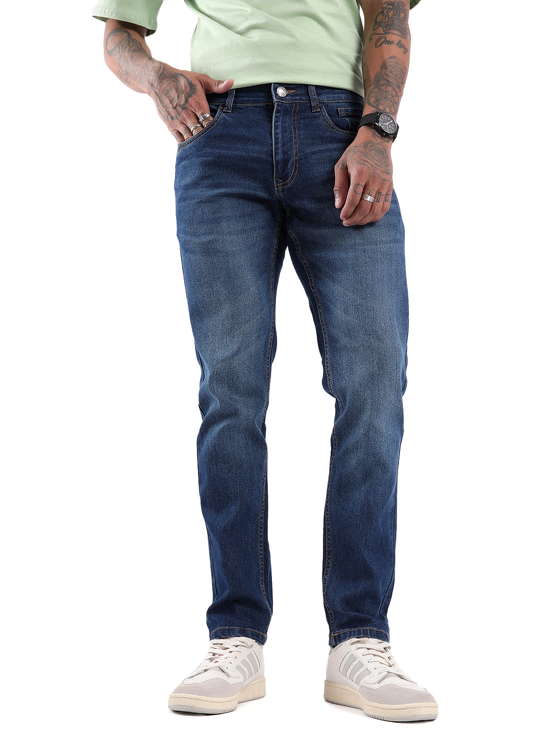 Twilled Dark Blue Denim Jeans