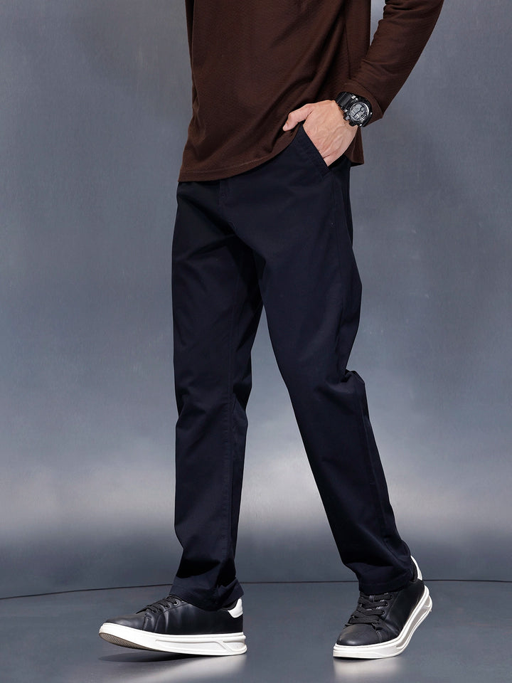 Men’s solid black cotton chinos | Navy