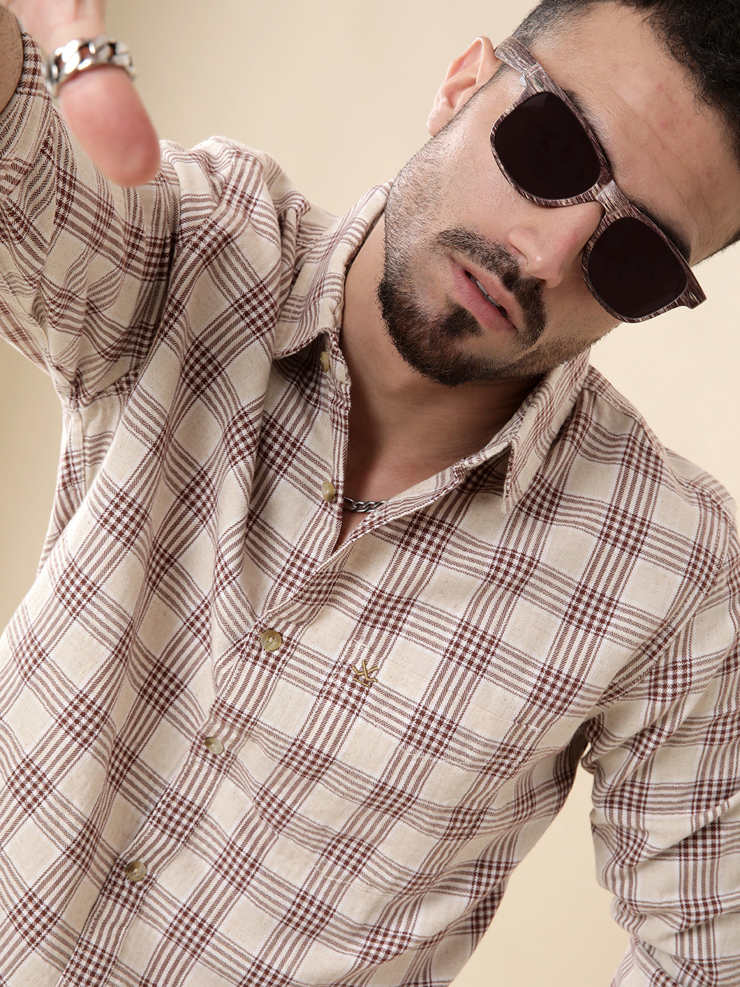 Maroon Checked Woven Casual Shirt