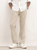 Solid Straight Fit Cotton Trousers | Off White