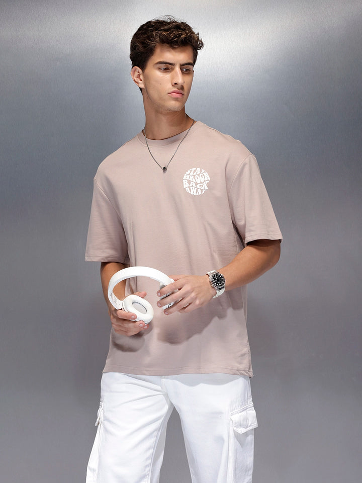 Men’s oversized graphic tee | Beige