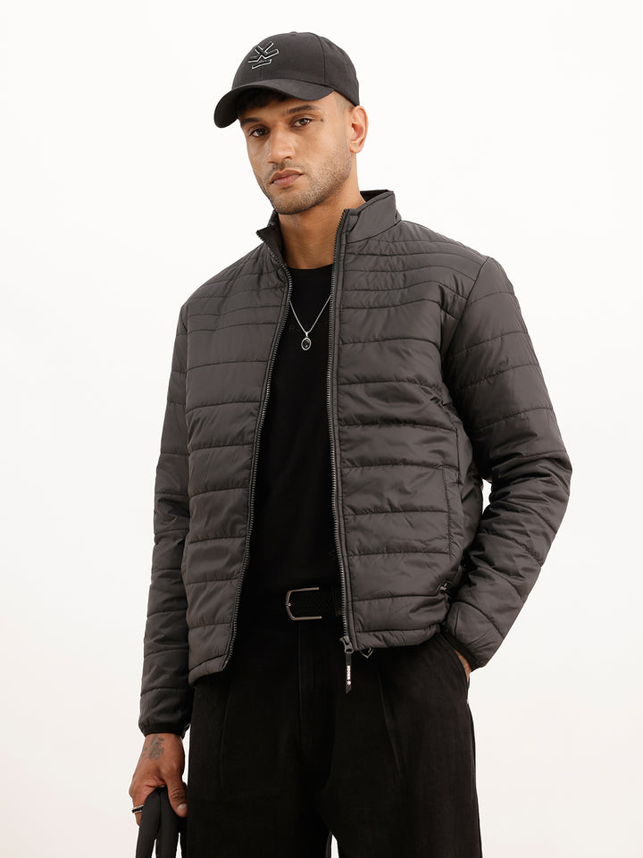 Solid Regular Fit Jacket | Black