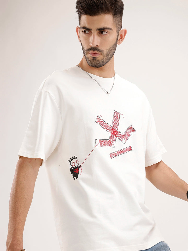 Oversized Fit Embroidered T-Shirt | Off White