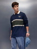 Classic Oversized Full Sleeves Polo T-Shirt  | Navy Blue