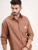 Oversized Solid Double Pocket Shirt | Khaki