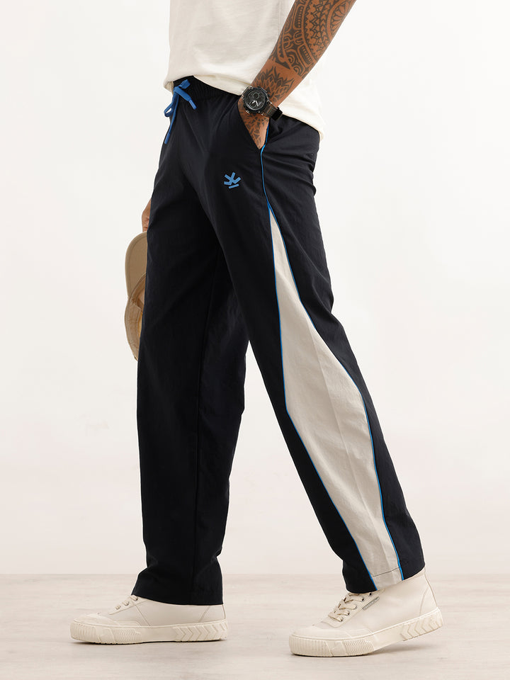 Colorblock  Stripe Loose Fit Track Pant | Navy Blue