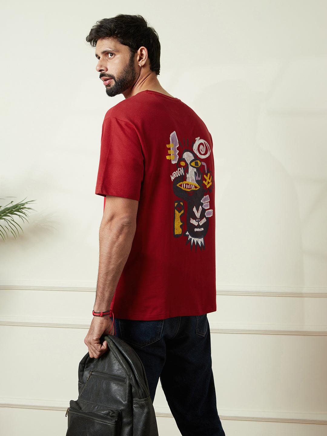 Abstract Art Printed T-Shirt in Red