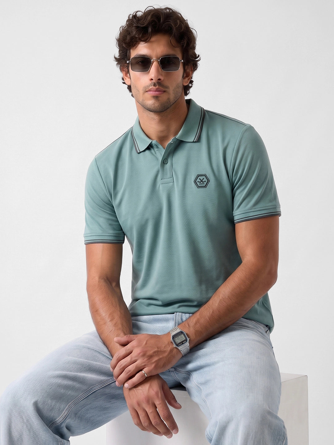 Slim Fit Tipping Collar Polo T-Shirt | Green