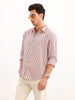 Classic Slim Fit Twill Striped Shirt | Wine
