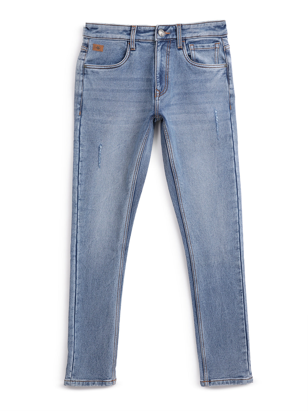 Mild Distressed Blue Tapered Jeans