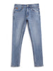 Mild Distressed Blue Tapered Jeans