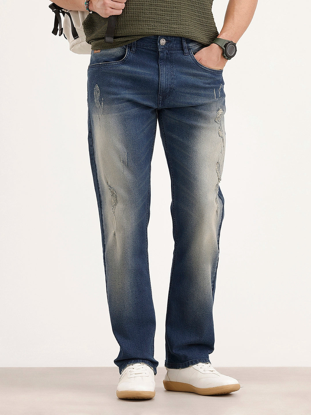 Anti Fit Distressed Denim Jeans | Blue