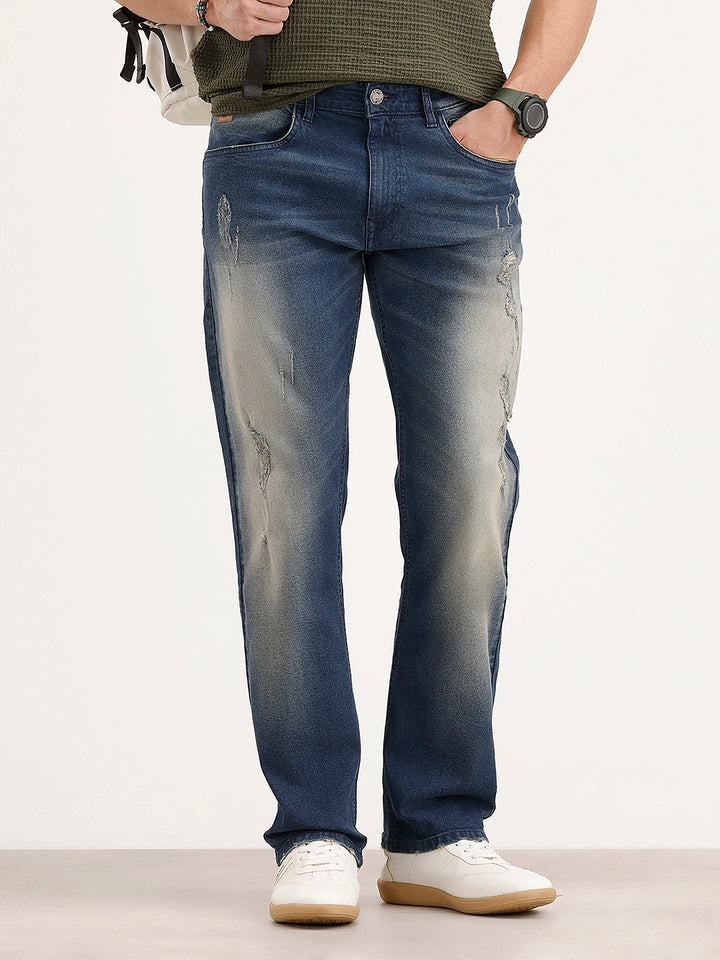 Anti Fit Distressed Denim Jeans | Blue