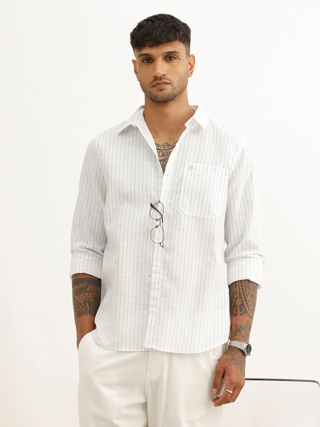 Classic Slim Fit Striped Shirt | Pink