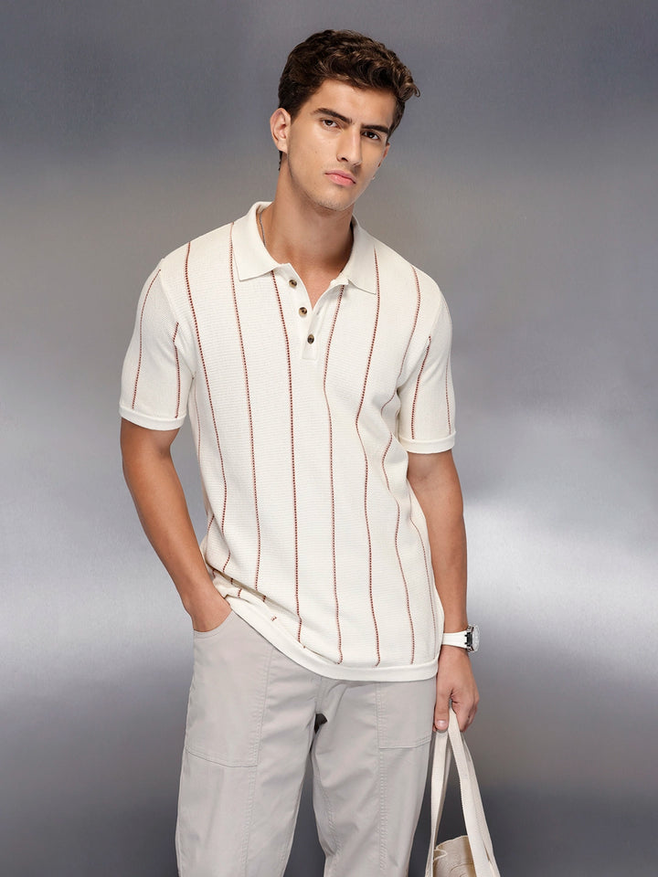 Men’s waffle texture slim fit polo | Off White