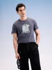 Slim Fit Placement Printed T-Shirt  | Dark Grey
