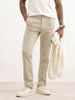 Solid Slim Fit Pleated Trouser | Beige